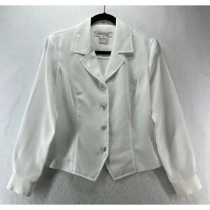Appleseed's Blazer Womens Size 6P Notch Single Breasted Long Sleeve White